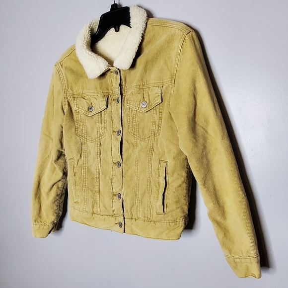 John Galt tan corduroy sherpa lined waist jacket size small - Picture 3 of 10
